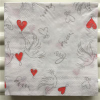 Decoupage กระดาษเช็ดปากงานแต่งงานวันเกิดเนื้อเยื่อผ้าเช็ดหน้าหรูหราพิมพ์ pigeon love heart vintage servilletas decor 20-Cgefeng