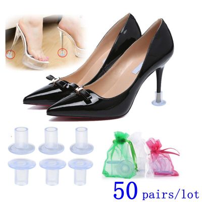 50 Pairs/Lot High Heeler Latin Stiletto Dancing Covers Heel Stoppers Antislip Silicone  Heel Protectors for Wedding Party Favor Shoes Accessories