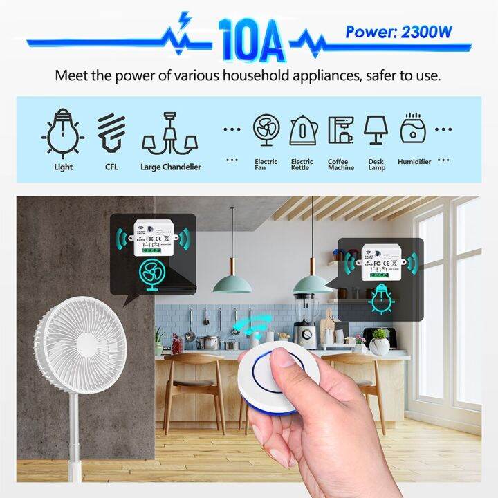 รีเลย์โมดูลรับสัญญาณไร้สายขนาดเล็ก110v-220v-พร้อมรีโมทคอนโทรลขนาดเล็กสำหรับไฟ-led-พัดลมโคมไฟปุ่มหมุนเปิดปิดไฟใหม่-rf433mhz