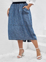 LIH HUA Women S Plus Size Denim Skirt Chic Elegant Skirt For Chubby Women Spring Cotton Skirt