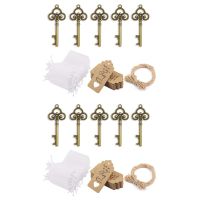 100Pcs Rustic Vintage Skeleton Key Bottle Opener with Tag Cards Sheer Bag for Guests Wedding Party Favors Souvenir Gifts