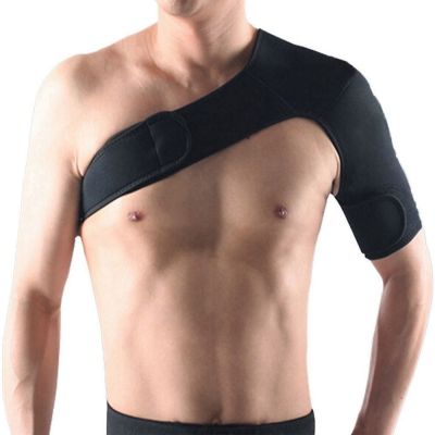 Men Adjustable Black Shoulder Brace Support Belt Left Right Single Shoulder Joint Sport Gym Compression Guard Protect