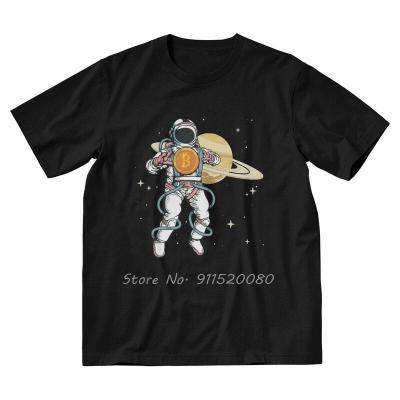 Bitcoin Btc Astronaut T Shirt For Men Cotton Printed T-Shirt Funny Tshirt Currency Crypto Tee Tops Gift Harajuku Streetwear