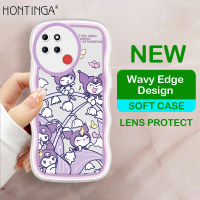 Hontinga เคสโทรศัพท์ Realme C11 C25,เคส C25S C12 C15 C17เคสโทรศัพท์ C2 C20A C21 C21Y เคส C25Y ใสใสใสเคสมือถือลายอนิเมะ Kuromi เคสยางซิลิโคนแบบหยักเคสฝาหลังเคสนิ่มสำหรับเด็กผู้หญิง