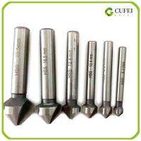 CUFEI 6pcs เงินสีเงิน ดอกสว่านขลุ่ย 90องศาองศา เหล็กความเร็วสูง สามใบมีด90องศาเต็มบด chamfer ตัด ทนทานต่อการใช้งาน ขลุ่ย3หัว Hss Chamfering TOOL bit คนงานงานประดิษฐ์