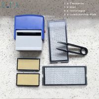 ▤✴ Letter Self-Inking Stamp Set Customized Rubber Stamp Kit Personalise DIY Business Name Number Address Printing Stamp Tweezers