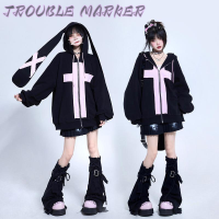 TroubleMaker เสื้อฮู้ด เสื้อแขนยาวอบอุ่น หลวมและสบาย สไตล์ คลาสสิค สบาย วินเทจ WWY23936NS 39Z230925