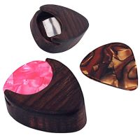 1Pc Guitar Picks Box Stylish Portable Wooden Heart Shaped Guitar Bass Pick Storage Box Container Instrument Accessory