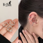 We Flower 3PCs Chic No Piercing Geometric Silver Clip Earrings for Women