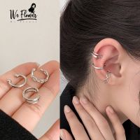 We Flower 3PCs Chic No Piercing Geometric Silver Clip Earrings for Women Cartilage Ear Cuff Earring Jewelry
