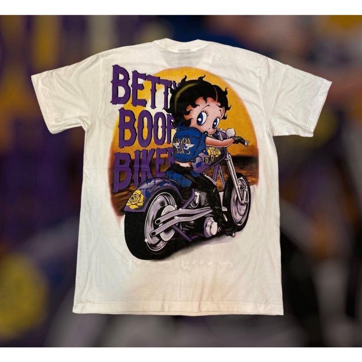 การ์ตูนแฟชั่น-เสื้อยืดการ์ตูน-เบ็ตตี้-บู๊พ-betty-boop-สไตล์วินเทจ-ผ้าฝอก-s-5xl