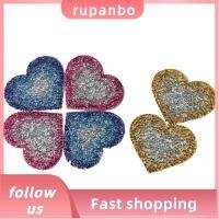 RUPANBO039392692 6PCS สีชมพูอมชมพู แผ่นประดับพลอยเทียม สีเหลืองทาเล็บ สีฟ้าสีฟ้า ซ่อมแซมเสื้อผ้าเสื้อผ้า หมวกสำหรับเด็ก รูปหัวใจ แพทช์แวววาว ของตกแต่งวันวาเลนไทน์