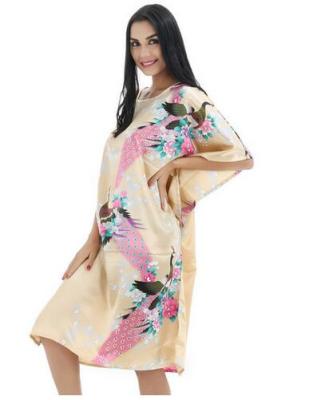 Novelty Print Black Female Satin Robe Dress Nightgown Novelty Womens Kaftan Bath Gown Summer Lounge Homewear Plus Size 6XL