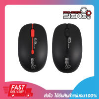 เม้าไร้สาย เมาส์คลิกไม่มีเสียง SIGNO WM-140 Wireless Optical Mouse (Black/Red) รับประกัน 1 ปี