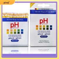 QIANF 100ct ความไวสูง แถบทดสอบ PH 4.5-9.0 ความแม่นยำสูง กระดาษทดสอบค่า pH ขนาดกะทัดรัดกะทัดรัด ชุดทดสอบน้ำ ความเป็นกรดของร่างกายและความเป็นด่าง