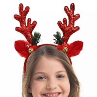 Reindeer Headbands Christmas Cute Reindeer Antlers Headband For Women Plush Reindeer Ear Headpiece For Women Girls Christmas