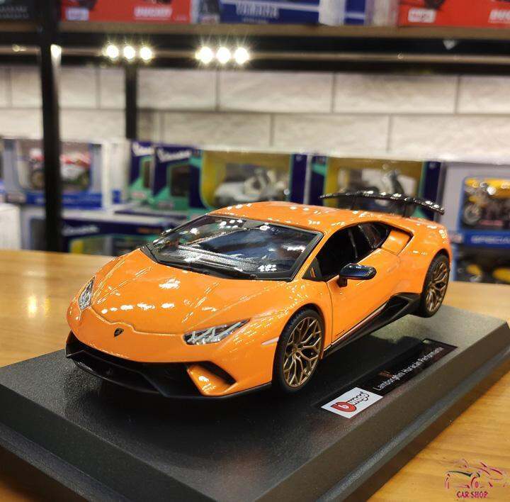 Mô hình ô tô Lamborgini Huracan Performante tỉ lệ 1:24 hãng Burago màu cam  