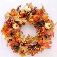 【FCL】❄ Door Wreath Decoration Pumpkin Cone Artificial Rattan