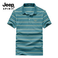 JEEP SPIRIT เสื้อยืดแขนสั้นลายทางใหม่สำหรับผู้ชาย,เสื้อยืดผ้าคอตตอนทรงหลวมระบายอากาศได้ดีเสื้อโปโลเดินทางแขนสั้นลายทางเสื้อโปโล