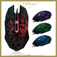 Valitoo เม้าส์4000 DPI ปุ่ม LED 6ปุ่มเมาส์สำหรับเล่นเกมส์ออปติคอล USB แบบมีสายสำหรับนักเล่นเกมมืออาชีพ