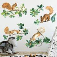 Wall Sticker Creative Cartoon Squirrel Collect Chestnuts Childrens Room Nursery Classroom Decorative Stickers Wall Stickers  Decals