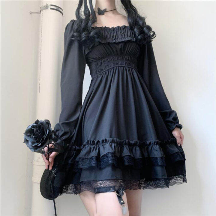 SAWU Đầm Gothic Lolita Đầm Đồng Phục Ngoại Cỡ Dễ Thương Tay Dài ...