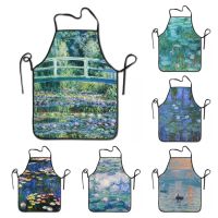 The Waterlily Pond Green Harmony Apron for Women Men Bib Claude Monet Water Lilies Cooking Kitchen Tablier Cuisine Chef