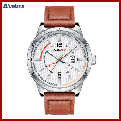 Bluelans®NARY Luxury Dial Big ที่ถูกต้องโลหะผสมส่องสว่างหน้าปัดควอตซ์ทรงกลมนาฬิกาข้อมือทำงานนาฬิกา