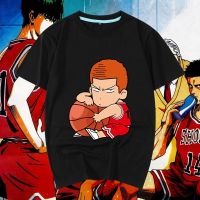 แขนสั้นโอเวอร์ไซส์เสื้อยืดแขนสั้น ทรงหลวม ลายการ์ตูนอนิเมะ Slam Dunk Sakuragi Hanado Rukawa Maple Basketball สไตล์ญี่ปุ่  KMDV