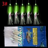 5ชิ้น/เซ็ตเหล็กกล้าคาร์บอนสูง Mackerel Feathers Bass Cod Lure ตกปลาทะเล Luminous ตะขอตกปลา Treble เหยื่อตกปลาลวด9G