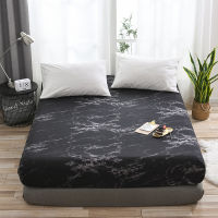 Marble Bed Sheets,Black White Elastic Fitted Sheet,Mattress Protector Cover,Non Slip Bedspreads For Double Bed,Home Bedding