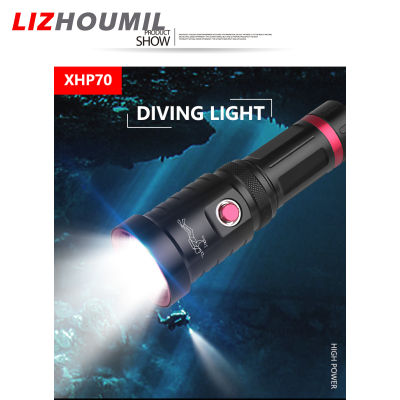 LIZHOUMIL ไฟฉายดำน้ำลึก P70อันทรงพลังไฟนักดำน้ำไฟฉายใต้น้ำแบบ LED