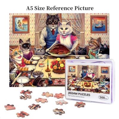 Cat Family Wooden Jigsaw Puzzle 500 Pieces Educational Toy Painting Art Decor Decompression toys 500pcs