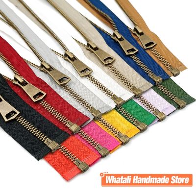 ✠▣❃ 5 High Quality Colorful Open-End Auto Lock Copper Metal Zipper Diy Handcraft For Clothing Pocket Garment Sewing Shoes Bags