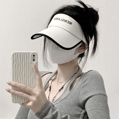 ◘ Sunscreen hat womens new summer cover face display face small anti-ultraviolet sun hat running sports duck tongue empty top hat