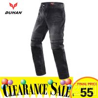 DUHAN Mens Motorcycle Pants Wearable Motorcycle Racing Riding Moto Pants Protective Gear Pantalon With Two Knee Protector Jeans