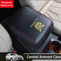 สำหรับ Mitsubishi Pajero อุปกรณ์เสริม V97V93V87V77V73 Armrest กล่อง Central Banister คาร์บอนไฟเบอร์หนังรถ Anti-Dirty Pad