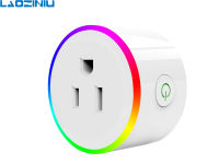 Smart WIFI Plug,เข้ากันได้กับ Alexa และ Assistant,พร้อมไฟฉาก,2.4GHz,Smart Life RGB ที่ใส่หลอดไฟ LED,Timer Swi