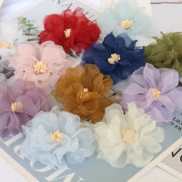 +10PCSLot 6CM Handmade Chiffon Fabric Flowers Dress Hats Shoes Decoration Hair Accessories ！