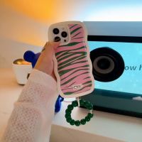 {OLI STUDIO}สร้อยข้อมือ CuteStripes สำหรับ iPhone 1113 ProX XR XSSoft Cover Hand ChainBagWristband