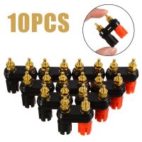 【LZ】◐  Poste de ligação para terminais amplificador de 2 vias duplo preto vermelho plug jack 24k banhado a ouro com 10 peças