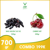 Combo 2 loại trái cây nhập khẩu gồm Nho ngón tay Úc và Cherry Meena Mỹ