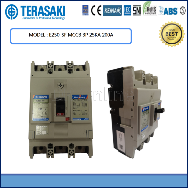 TERASAKI MOULDED CASE CIRCUIT BREAKER ( MCCB ) 3P 25KA 200A , (E250F) Lazada