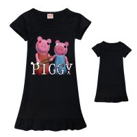 2021 ROBLOXing piggy Girls Home Service Underwear Cartoon Clothes short-Sleeved Dress kids Nightclothes Indoor Cotton Sleepwear