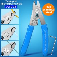 COMPTYCO Stainless steel VCFS 30 Three port Fiber Optical Stripper Pliers Wire Strippers for FTTH Tools Optic Stripping Plier