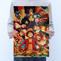 【A070】 The New One Piece Collection Of Characters B Retro Kraft Paper Poster Home Decoration Painting