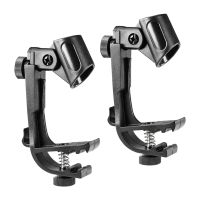 1pair Mount Adjustable Height 180 Degrees Rotation Anti Shake Plastic Drum Microphone Stand Clip On Clamp Drum Microphone Stand