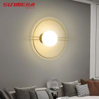 SUNMEIYI โคมไฟติดผนัง LED ในร่มพร้อมหลอด E27สำหรับห้องนอนห้องนั่งเล่นไฟ LED ติดผนังไฟติดผนังมีลูกบอลแก้วสำหรับพื้นหลัง