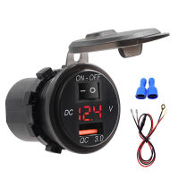 【cw】 Car Charger Switch Control 12v Digital Display Modification Car Charger Waterproof Mobile Phone Charger 60CM Line