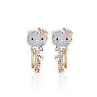 Jubilee Diamond - TWO-WAY TRIPLETS SPARKS MULTIHOOPS STUD EARRINGS: HELLO KITTY [Sanrio ลิขสิทธิ์แท้] ต่างหูเพชรแท้ E Color ทองแท้ 18K ยูบิลลี่ไดมอนด์ คิตตี้ สามารถสวมใส่ได้สองแบบ